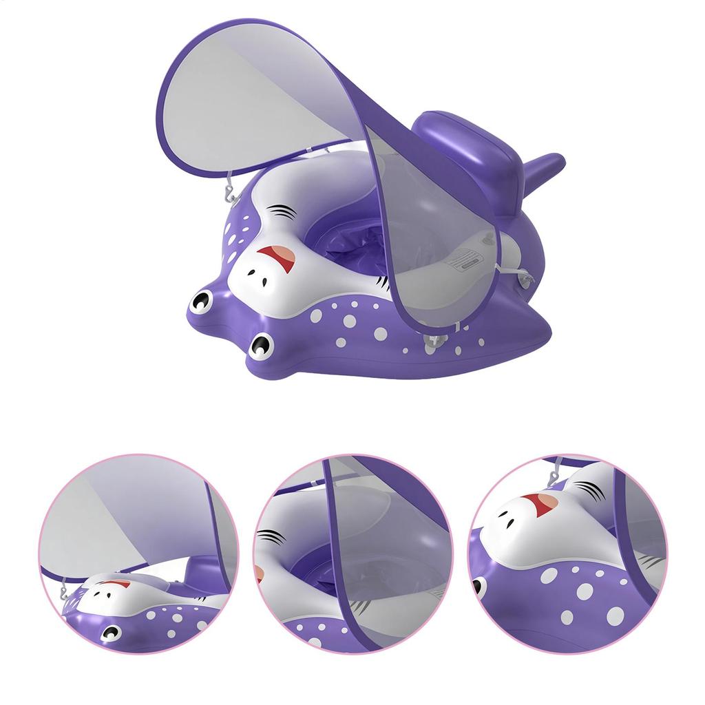 Pool Float Seat Swimming Ring Inflatable Infant Swimming Ring Kids Water Float Training Equipment with Sun Canopy for 6-36 Month