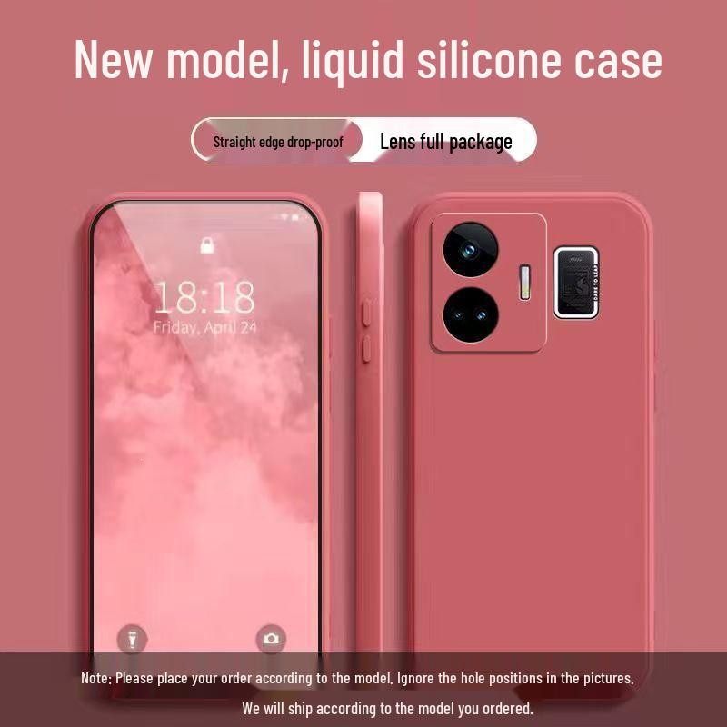 Realme GT Neo 5 Plain Color Liquid Silicone Case - Full Coverage, Anti-Drop, Soft, Straight Edge Design