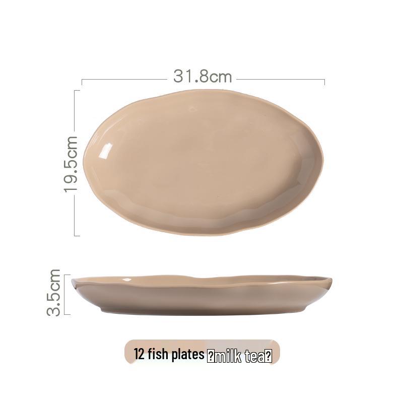 Ceramic Double Ear Fish Plate - 2024 Underglaze Color Cream Style Tableware