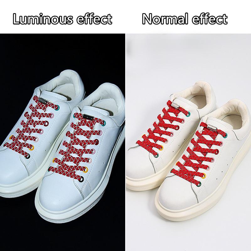 1Pair Reflective Elastic Shoelaces Without Ties for Sneakers No Tie Shoe Laces Kids Adult Quick Flat Shoe Lace Rubber Shoestring