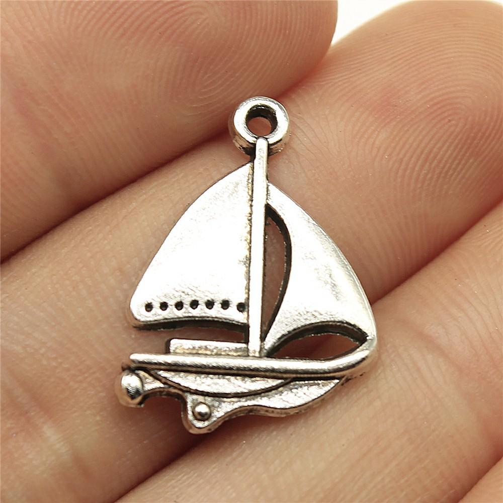 20pcs Life-Ring Ships Wheel Helm Rudder Sailboat Charms Tibetan Bronze Silver Color Pendants Antique DIY Handmade Craft