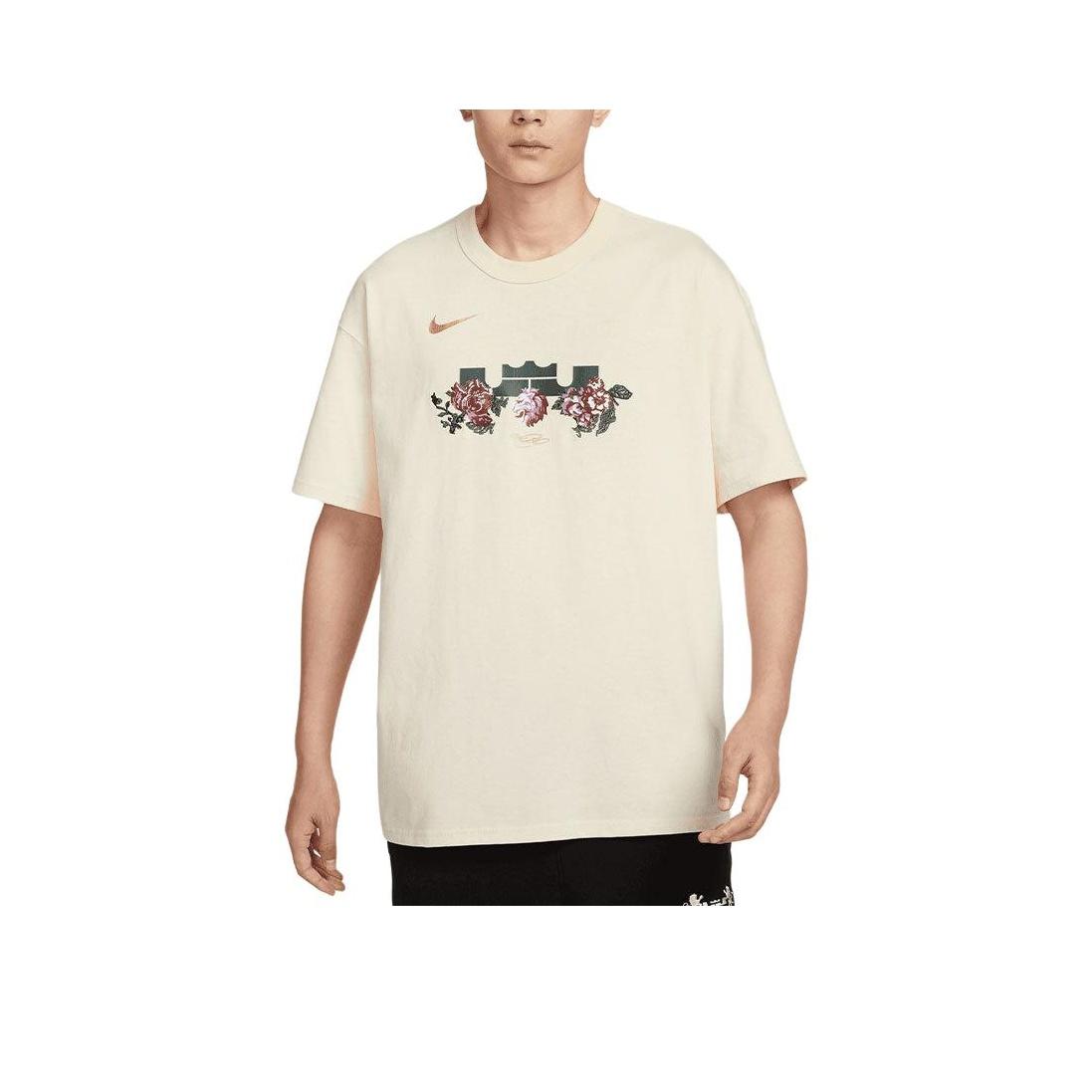 Nike Max90 LeBron Floral Logo Print Crew Neck T-Shirt Men Tops Coconut-Milk FZ8074113 S