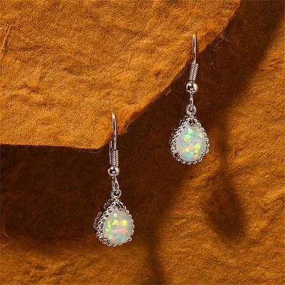 Vintage Teardrop Artificial White Gem Fashionable Drop Dangle Earrings Exquisite Jewelry For Women Daily Glam