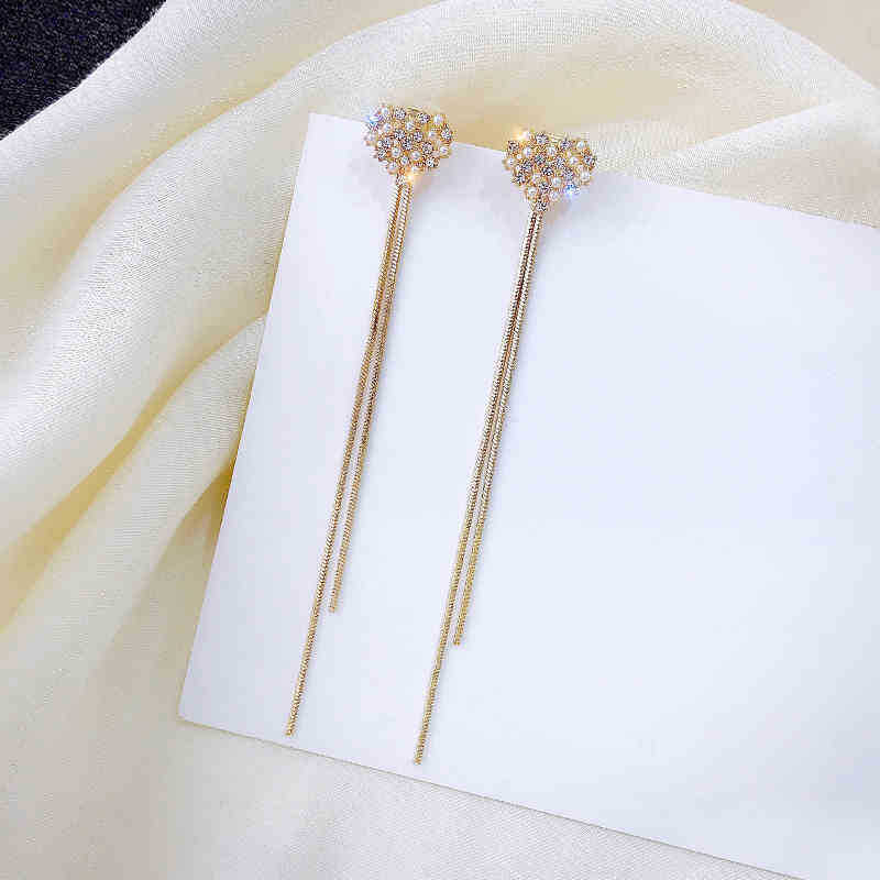925 Silver Needle Geometric Pearl Earrings For Women Fashion Earrings Flowing Tassel Earrings Elegant Jewelry