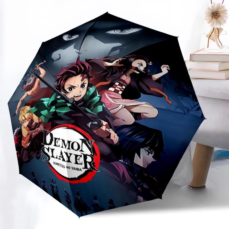 1pc Demon Slayer Automatic Folding Umbrella, Automatic Folding Umbrella with 8 Ribs, Convenient for Outdoor Use 042