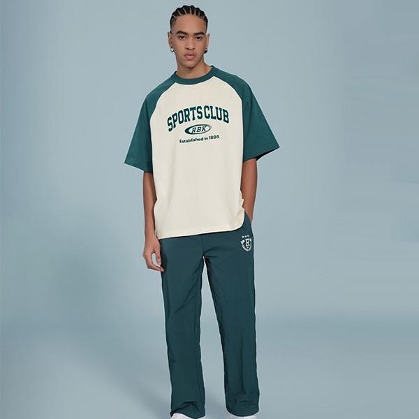 Reebok Color Block Raglan Short Sleeve T-Shirt Unisex Tops Gem-Green 24SRC421UGL7