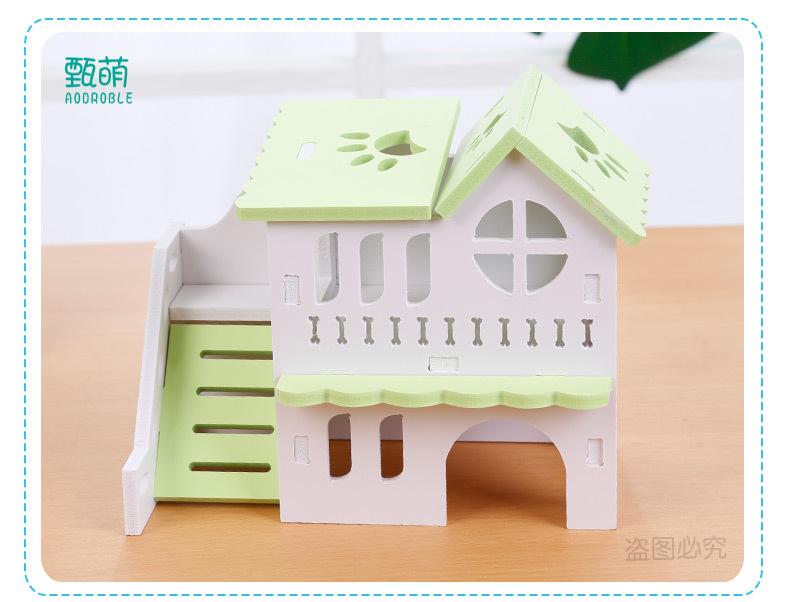 Wooden Hamster Hideout House Pet DIY Hideout Hut Toy Double-storey Pet Hut Play Toy Small Animal Supplies Cages Accessories