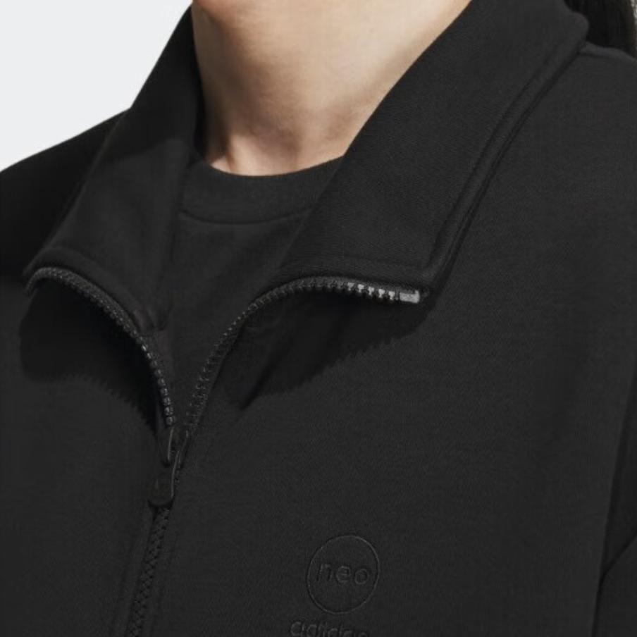 Adidas Neo Letter Print Striped Color Block Retro Sports Stand Collar Long Sleeve Jacket Men Jacket Black IK7612