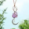 Ornements de décoration d'intérieur Pendentif suspendu en cristal de lune avec corde marron Ornements de décoration pour rétroviseur de voiture Artisanat créatif