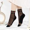 5 Pairs Women's Spring and Summer Thin Retro Anti Skid Crystal Cotton Bottom Medium Tube Ice Stockings