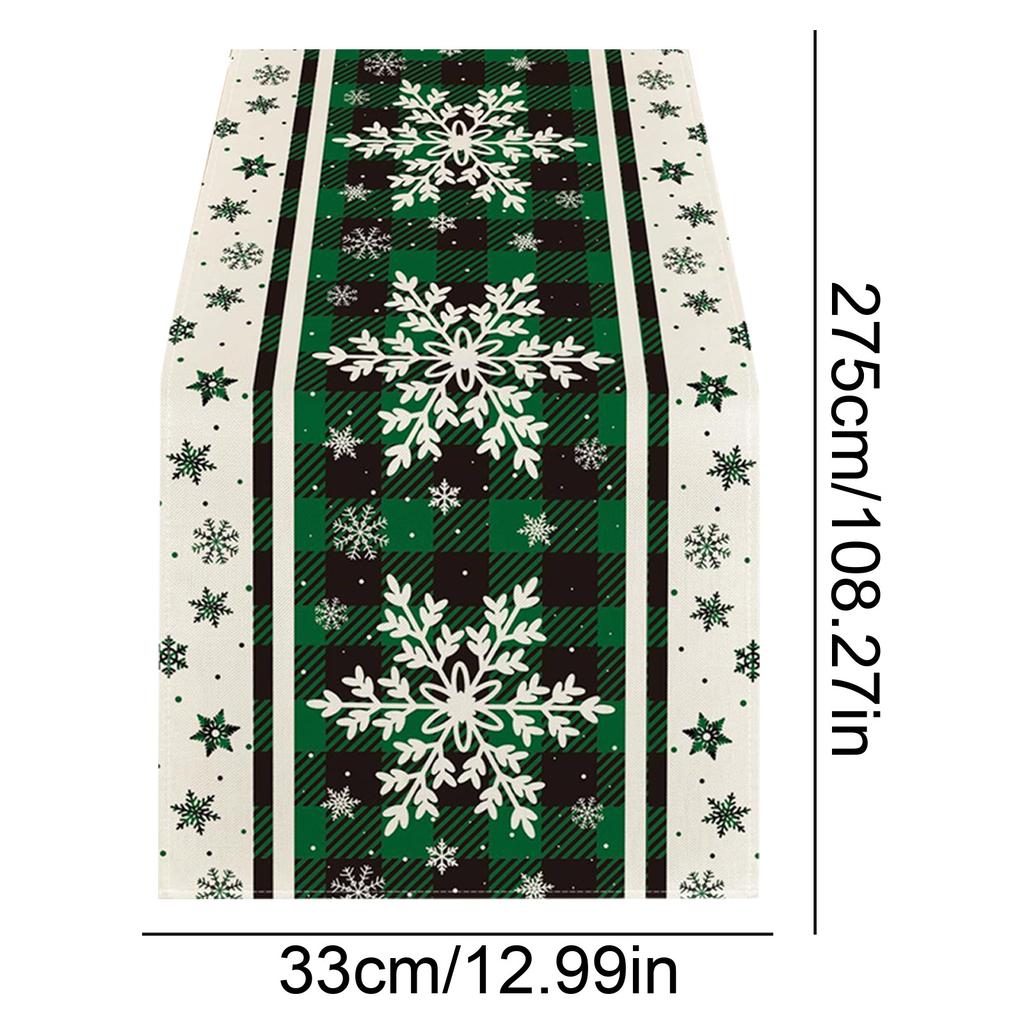 Checkered Snowflake Christmas Table Runner, Seasonal Winter Kitchen Table Decoration, Suitable For Home Party Decoration