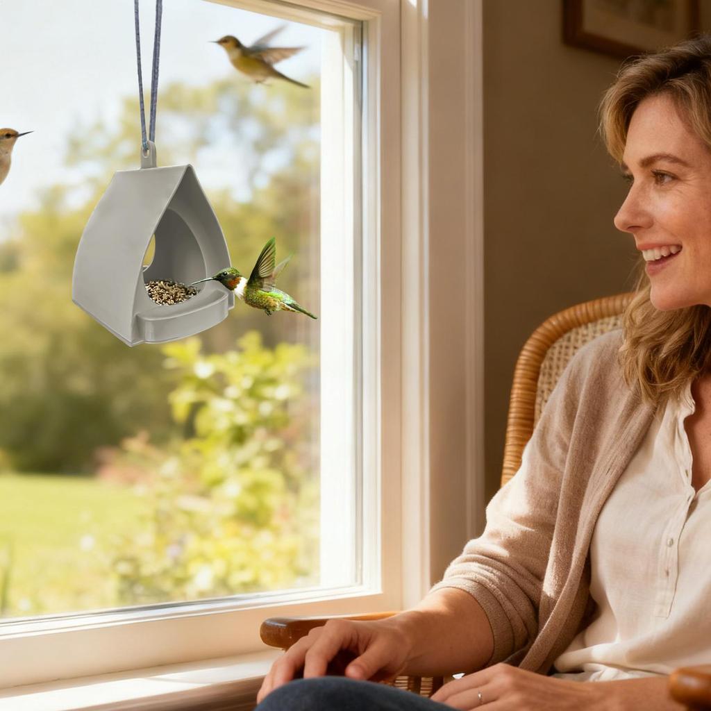 Bird Feeder Decorative Open Design Hanger Hut Shape Hangable Mounted Bird House for Outside Garden Winter Hummingbird