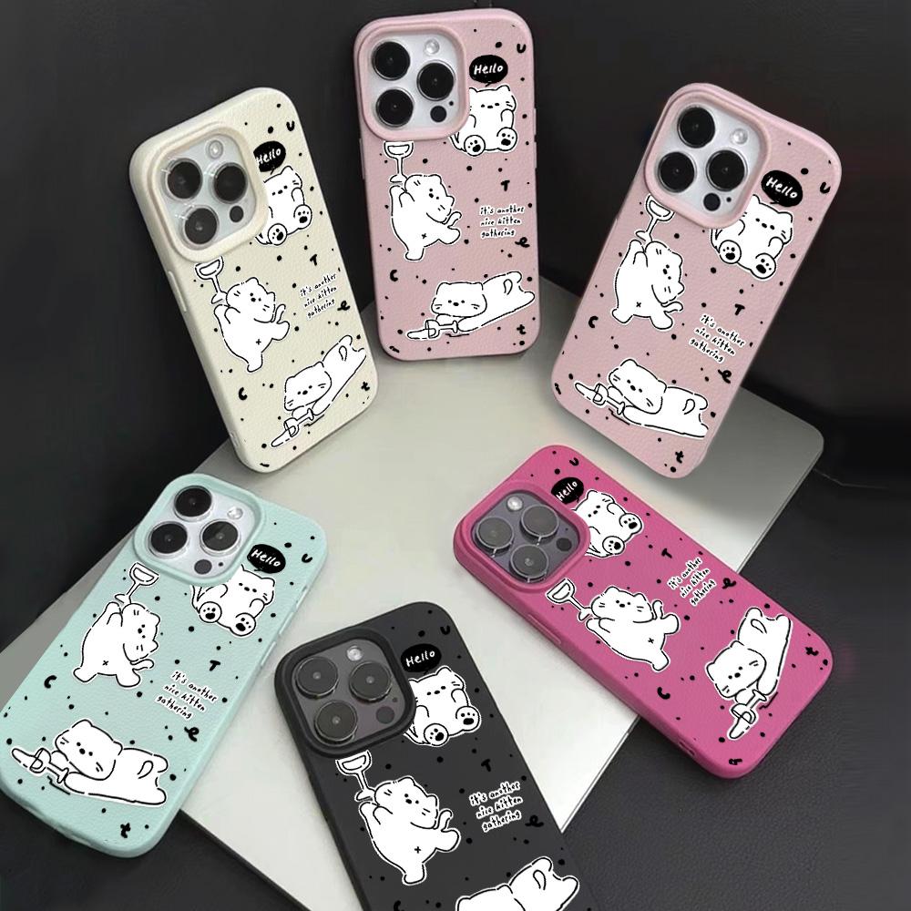 Phone Case for iPhone 11 13 Case iPhone 12 14 15 16 Pro Max 12 Pro 15 Plus Leather Painted Waterproof Drop-proof and Wear-resistant Cartoon