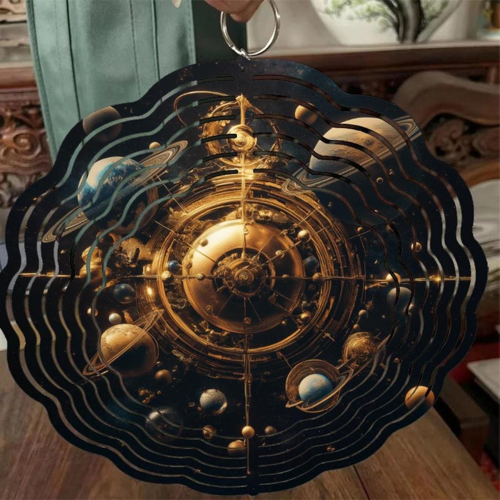 Nebula Motion Wind Spinner - 2D Rotating Space-Themed Metal Wind Chime (No Battery Needed)