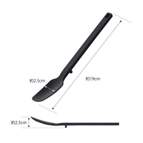 Yamazaki Tower Silicone Spoon, Black, Approx. W2.5 X D2.5 X H19cm, Heat-Resistant, Jam Spoon/Spatula, 4279