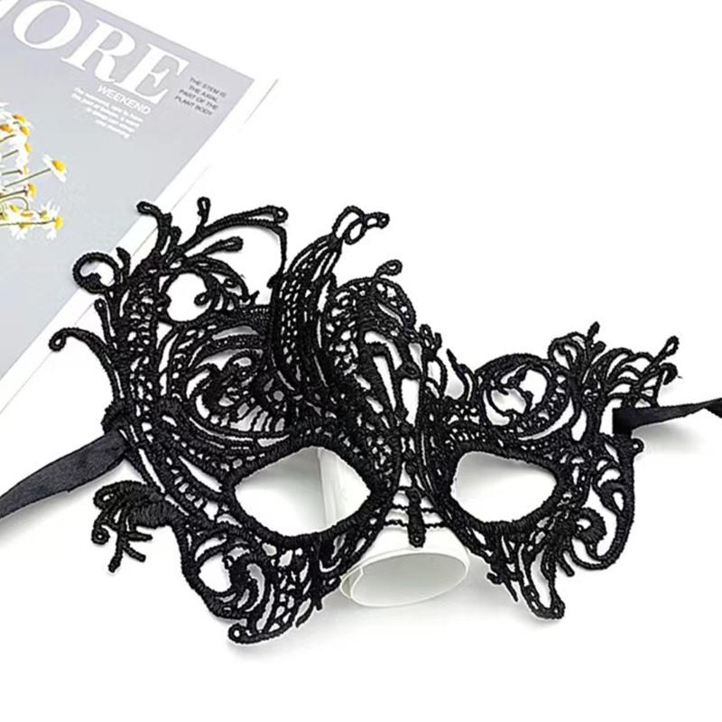 2x Halloween Party Mask for Women Men Masquerade Mask Half Face Mask Evening Prom Mask Lace Eye Mask Mardi Gras Mask-Ins
