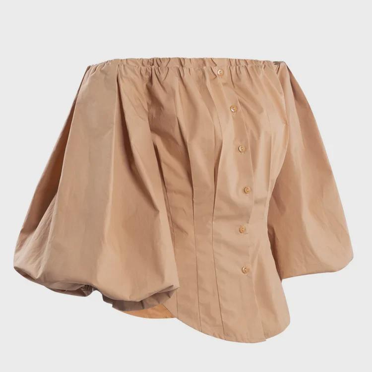 2022 Frühling/Sommer Cold Shoulder Pufflaternenärmel Damenoberteil