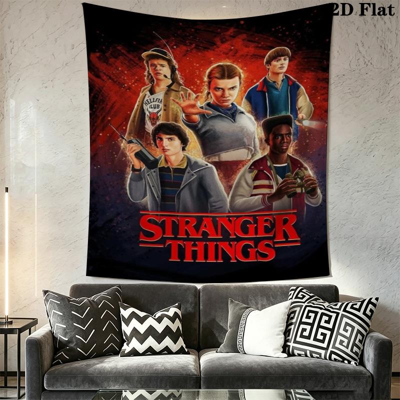 Stranger Things Wall Tapestry Aesthetic Wall Hanging Printed Fabric Blanket Decorative Tapestries for Bedroom Living Room Home Decor