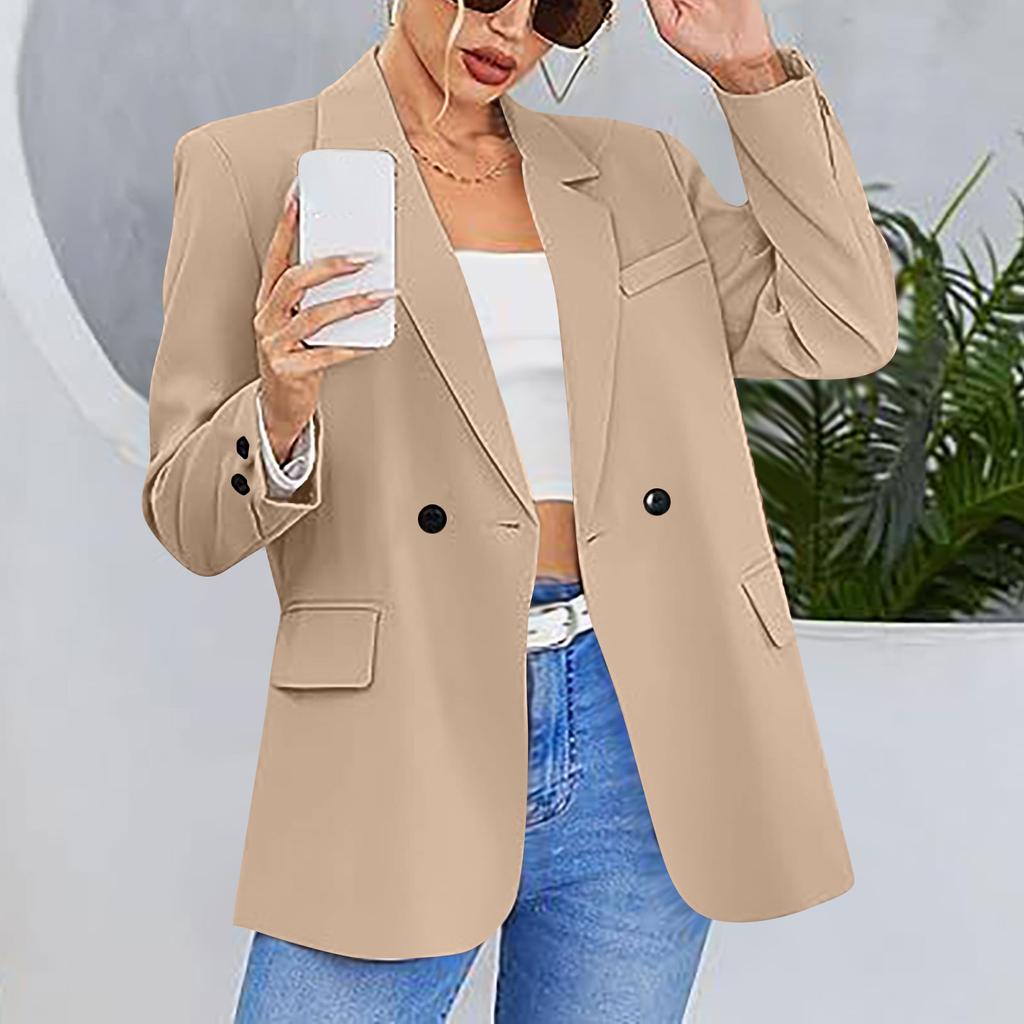 Dámská bunda klopa Jednobarevný knoflík Dekorace Slim Cardigan