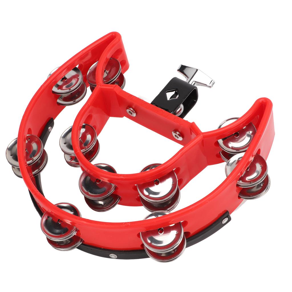 Hand Tambourine Double Row Metal Jingles Handheld Percussion Drum Instrument for Kids
