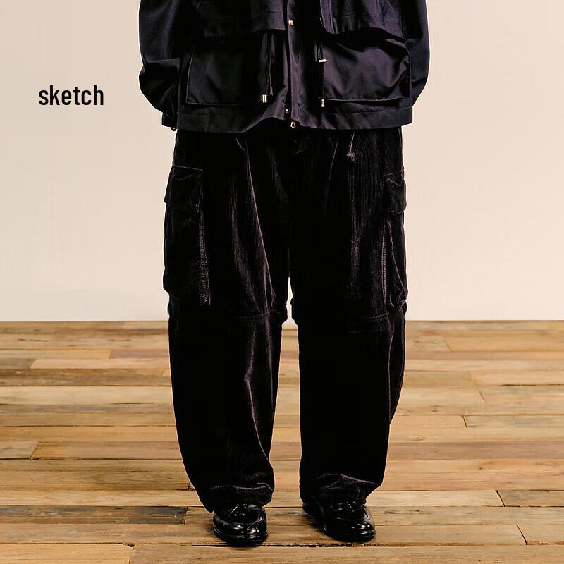 

SUXIE 2024 Autumn Corduroy Loose Fit Cargo Pants S