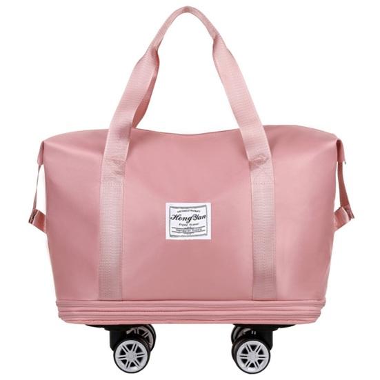 

Expandable Duffle Bag Rolling Weekender Tote with Wet Pocket Overnight Duffel with Removable Casters for Travel Fitness Business Trips