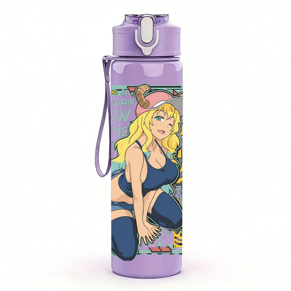 1PC Retro Blonde Pin-up Girl Colorful Print 750ml Portable Sports Water Bottle Leakproof Gym Outdoor Travel Drink Cup