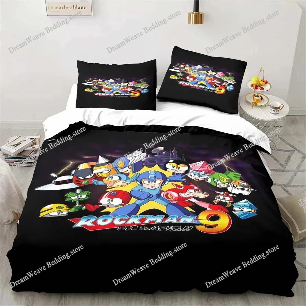Mega Man X DiVE Bedding Set Single Twin Full Queen King Size Bed Set Adult Boys Bedroom Duvet Cover Sets 3D Anime Bed Set