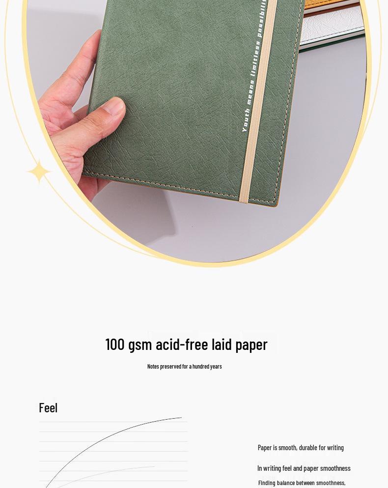 Minimalist Rope-Bound Hardcover Notebook - Customizable Logo for Office or Business Use