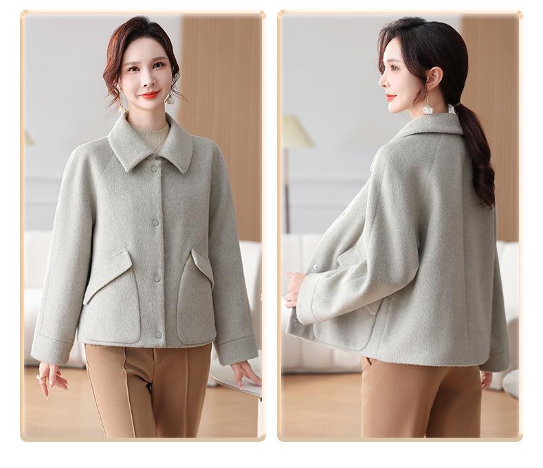 Mom's Elegant Lapel Wool Coat: 2026 Autumn/Winter Short Style for Middle-Aged Women