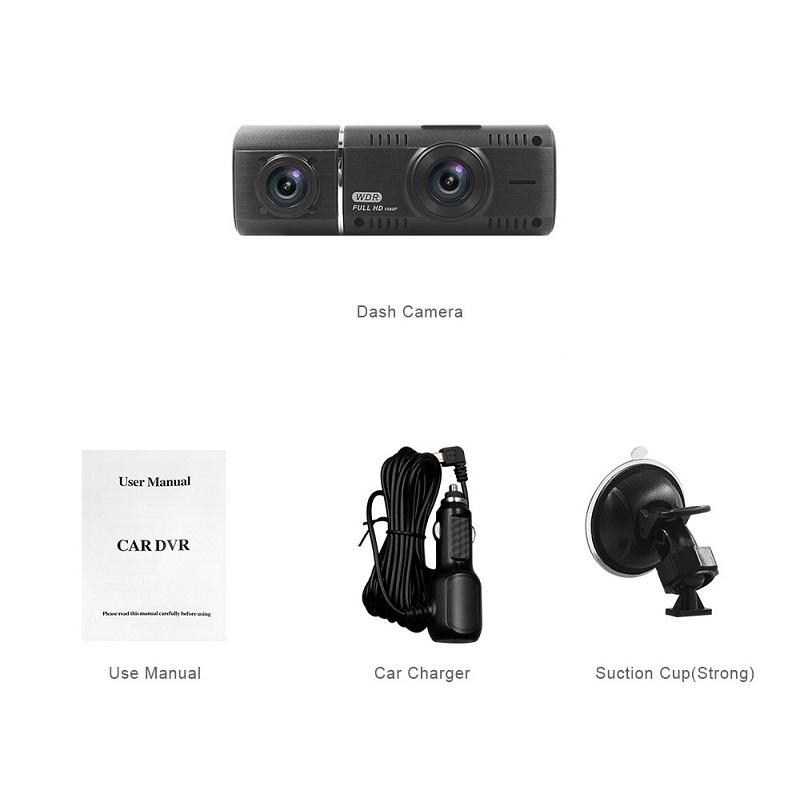 1.5 Inch Screen Dual Lens Dash Cam 1080P Interior Exterior Car Recorder 24H Parking Monitor Black Box Video Recorder 1 Year