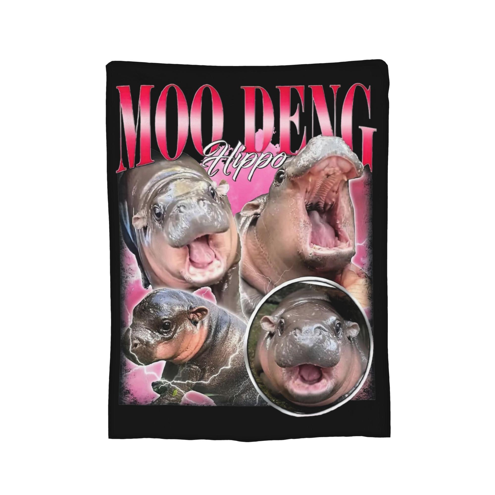 Moo Deng Baby Hippo Blankets Fleece Print Baby Hippo Meme  Multifunction Super Soft Throw Blankets for Sofa Car Plush Thin Quilt 30x40in