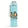 1PC Two Small Wild Birds Retro Print 750ml colorful plastic sports water bottle leakproof pop up lid with straw for outdoor work home use