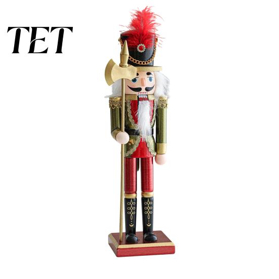 Christmas Fairy Tale Figurine Wooden Nutcracker Soldier Figurine, Handcrafted Solid Wood Tabletop Ornament Vintage for Holiday Desk And Bookshelf