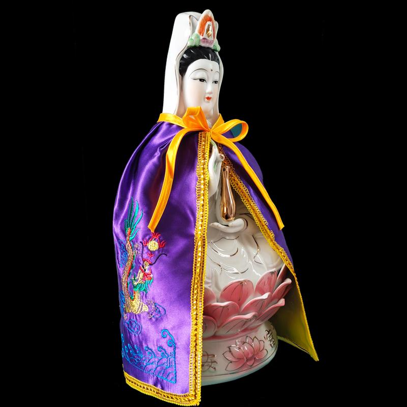 Only Cloak Zen Lotus Guanyin Buddha Statue Small Cloak Guanyin Bodhisattva Goddess Decor Embroidered Shawl Without Resin Buddha