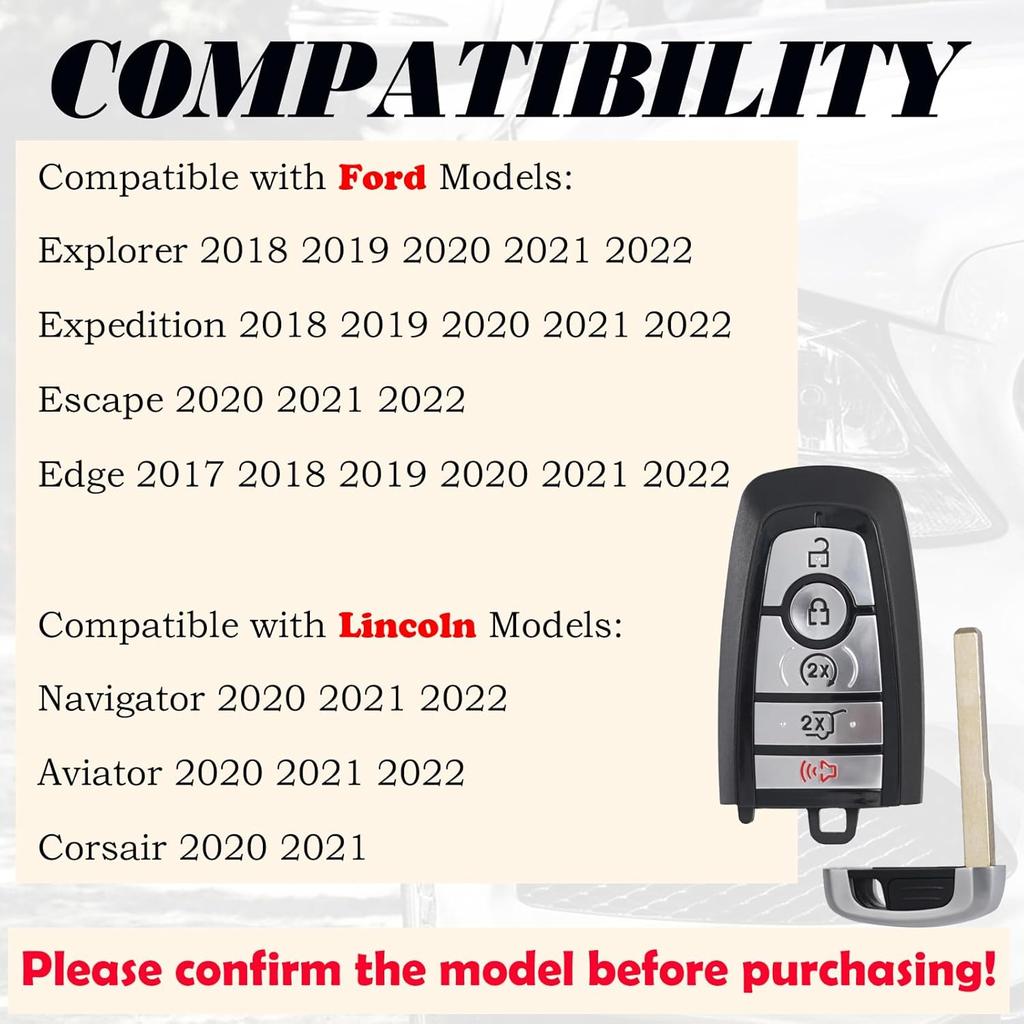 Remote Key Fob Replacement Fits for Ford Explorer Expedition 2018- Edge 2017- Escape Lincoln Navigator Aviator - Corsair Keyless Entry Remote Start