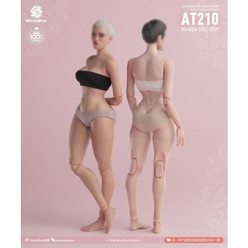 Tbmodel Worldbox 1/6 Scale Female Figure with Muscles and Joints, Cosplay Action Figure Set, AT210 (White Skin)