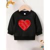 European Sizes Cute Red Heart Print Kids' Round Neck Hoodie | Thin, Comfortable, Suitable For Outdoor Wear In Spring And Autumn For 0-3 Year Old Kids