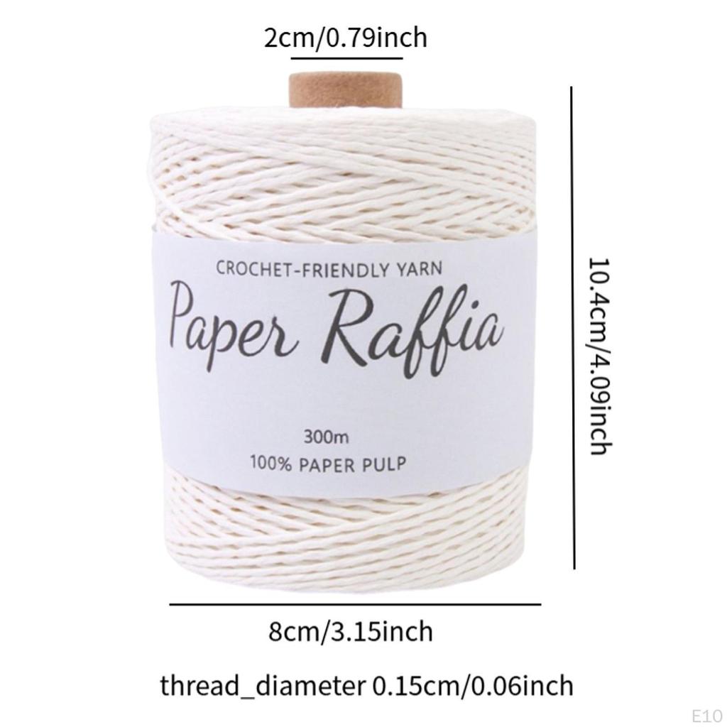 Cotton Raffia Yarn 328 Yards Lightweight Round String Soft for Crocheting Bags DIY Crafts Beach Hat