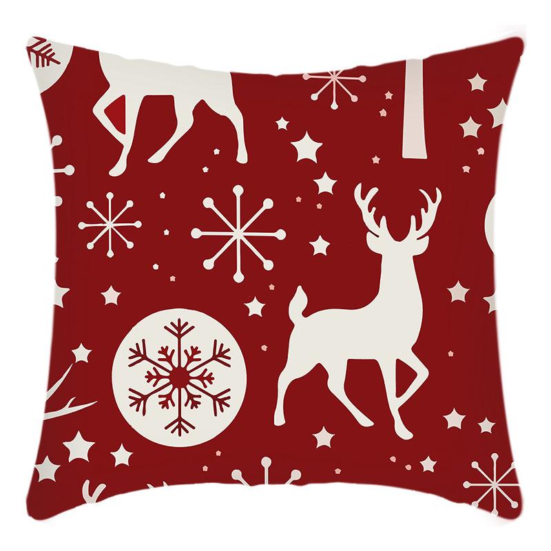 New Christmas Elk Santa Elk Print Pillow Home Sofa Cushion Cover
