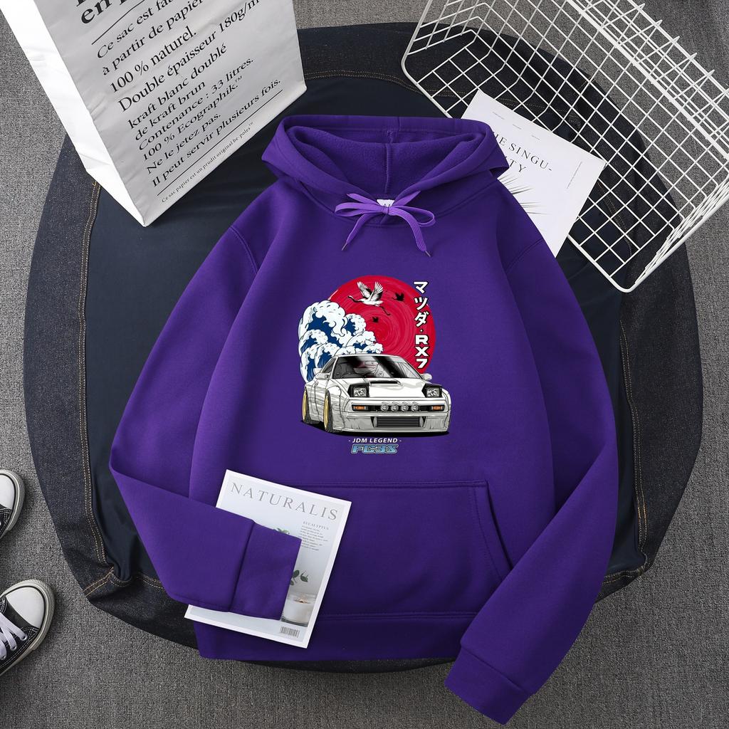 Hot selling anime anime head text D car hooded sweater men sweatshirt JDM car tide