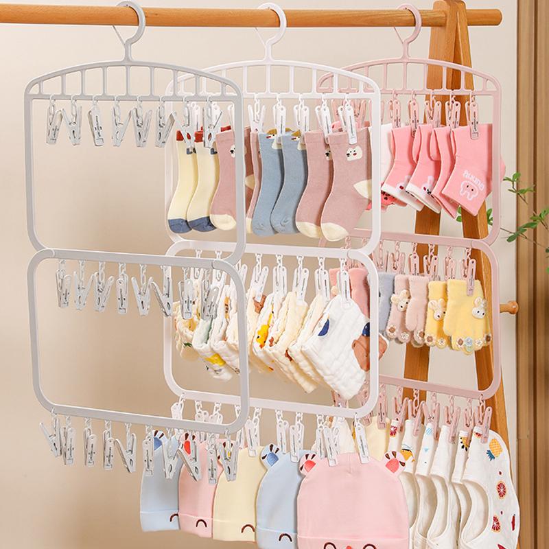 Socks Drying Rack With 18/26 Clips Underwear Baby Saliva Towel Space-Saving Multifunctional Household Dormitory Student Laundry