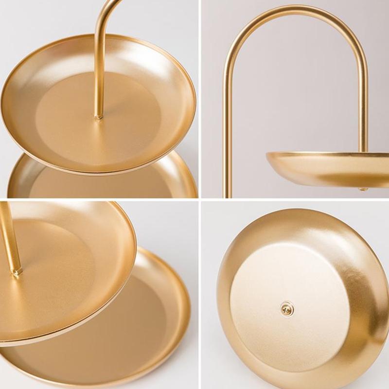 Nordisches Luxus Dekotablett Doppelschichtiges Lebensmittelaufbewahrungstablett Kuchenständer Süßigkeiten Dessert Küchenaufbewahrungen Hochzeitsdekoration