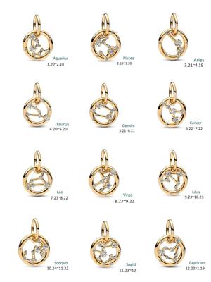 Mode Koper Goud Serie 12 Dierenriem Logo Kralen Sieraden Originele Charme Europese Armband Diy Dames Sieraden Cadeau