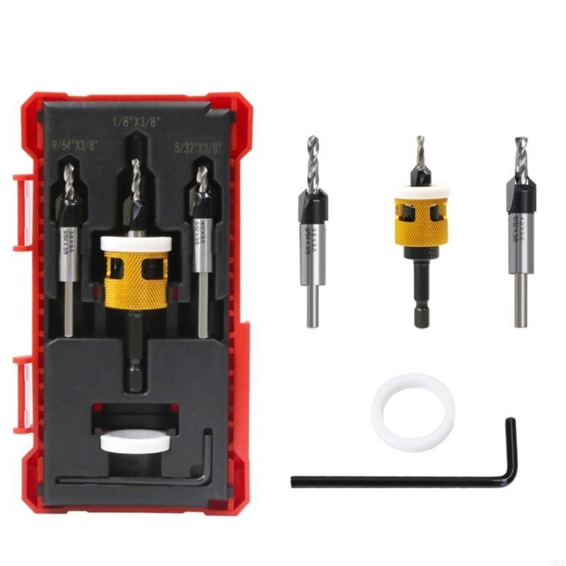 1/4Inch Shank Drill Bit Set with Depth Stop for Accurate Woodworking Tasks