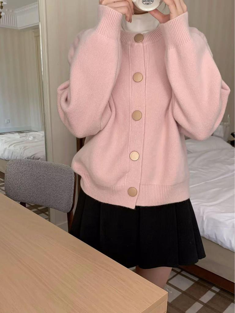 2025 Koreanischer Stil Rundhals Einfach geknöpfter Strick-Cardigan - Frühling bis Winter zu tragen