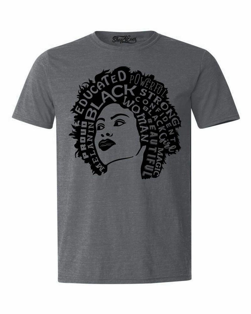 

Brown Skin Girl Afro Word Cloud T-shirt African Black History Shirts L