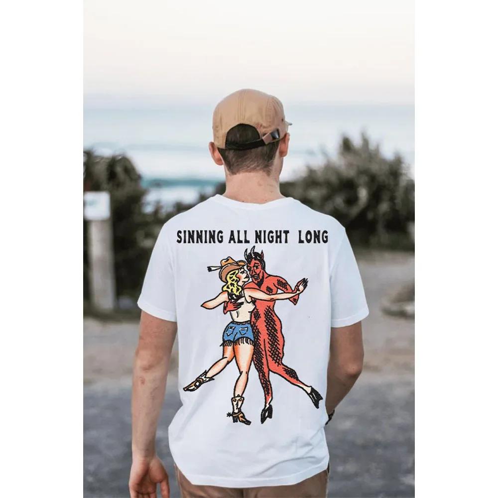 Men Cotton T-Shirt Short Sleeve Denim Graphic Apparel Harajuku Streetwear ONeck Tshirts Oversized Summer Men Tee Cowboy Clothing