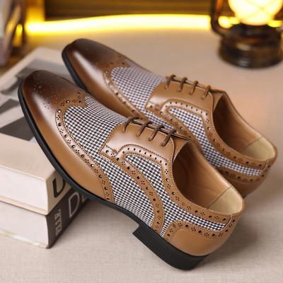 Fashion Handmade Oxfords Shoes for Men PU Leather Brogue Dress Shoes Men's Classic Business Formal Shoes Desinger Male Derby Shoe