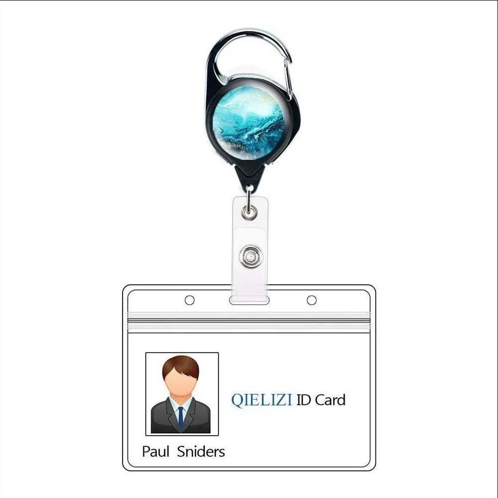 1Pc Retractable Badge Holder Metal Anti-Lost Clip Keychain ID Cards Door Passes Ski Passes Badge Holder Women Men Badge Buckle